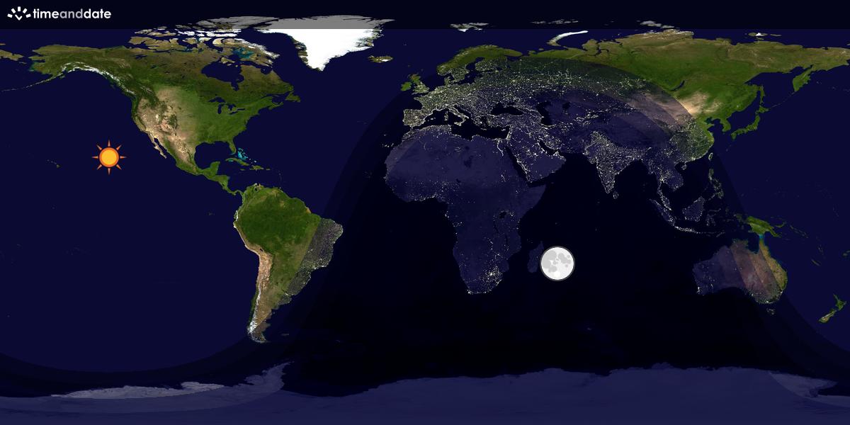 Verdenskart som viser dag og natt 