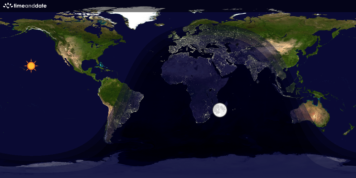 Verdenskart som viser dag og natt 