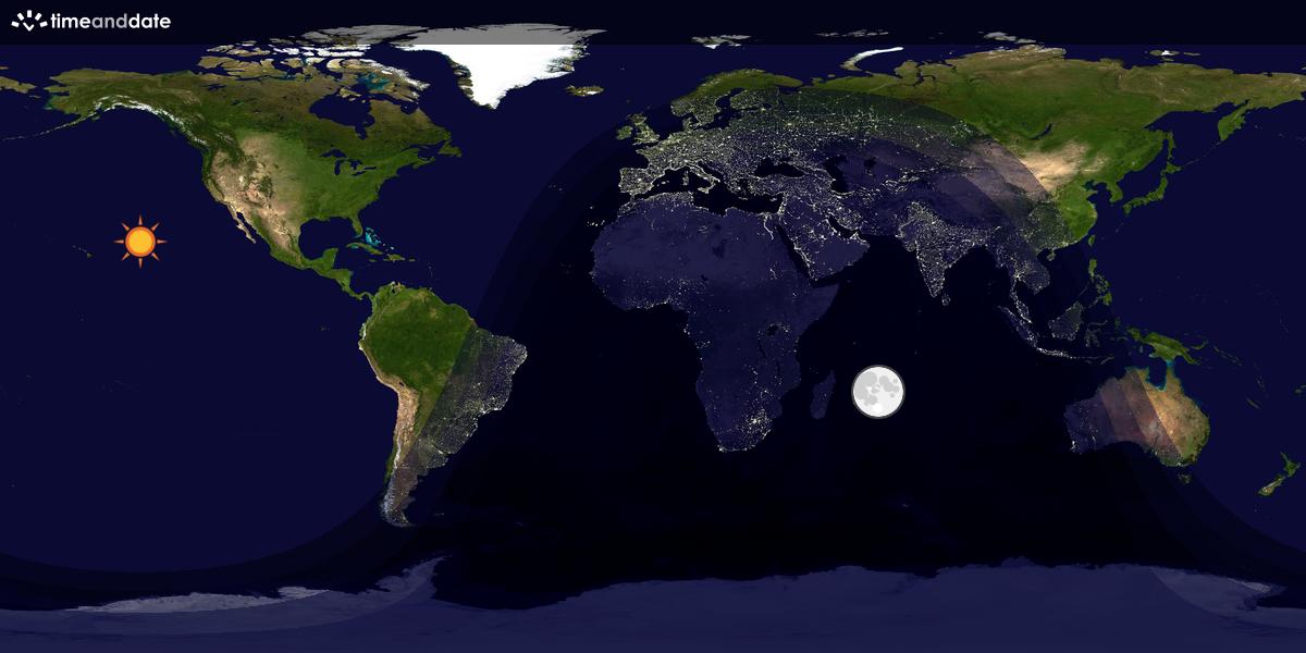 Verdenskart som viser dag og natt 