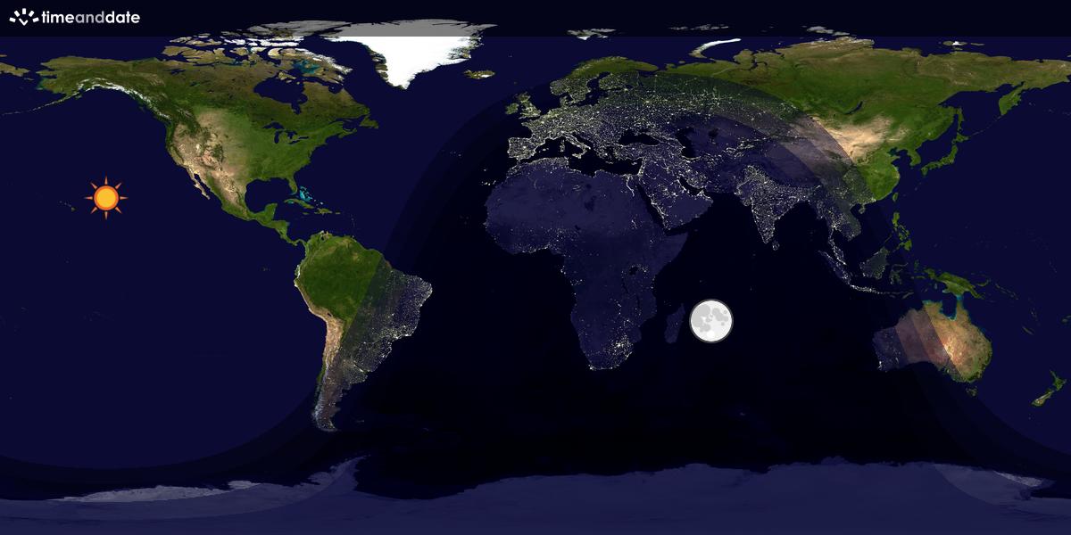 Verdenskart som viser dag og natt 