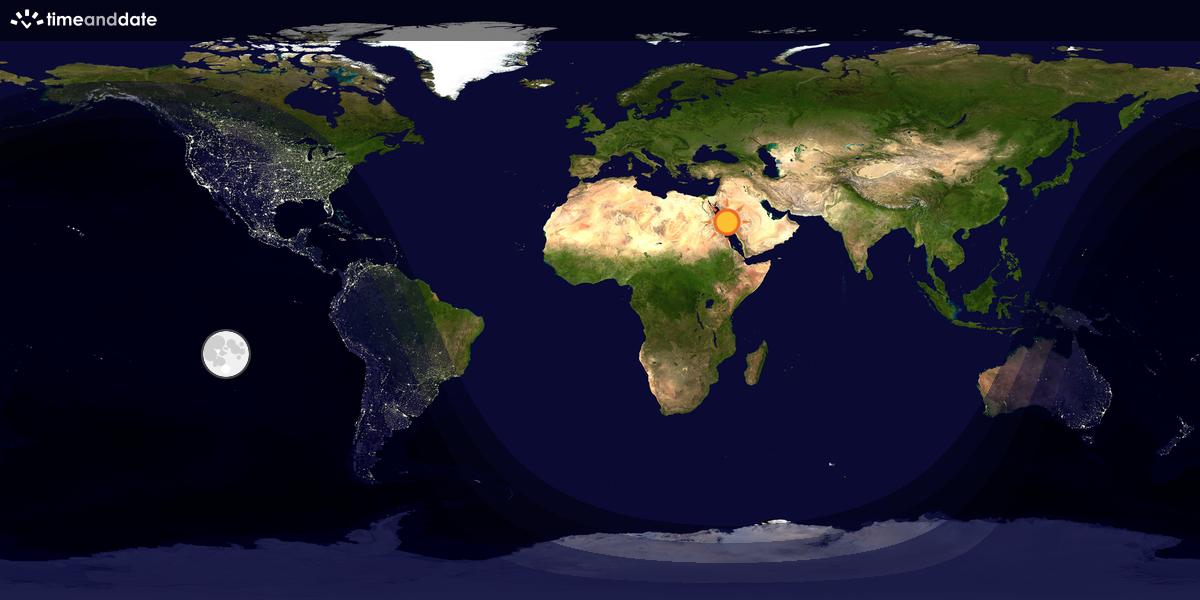 Verdenskart som viser dag og natt 