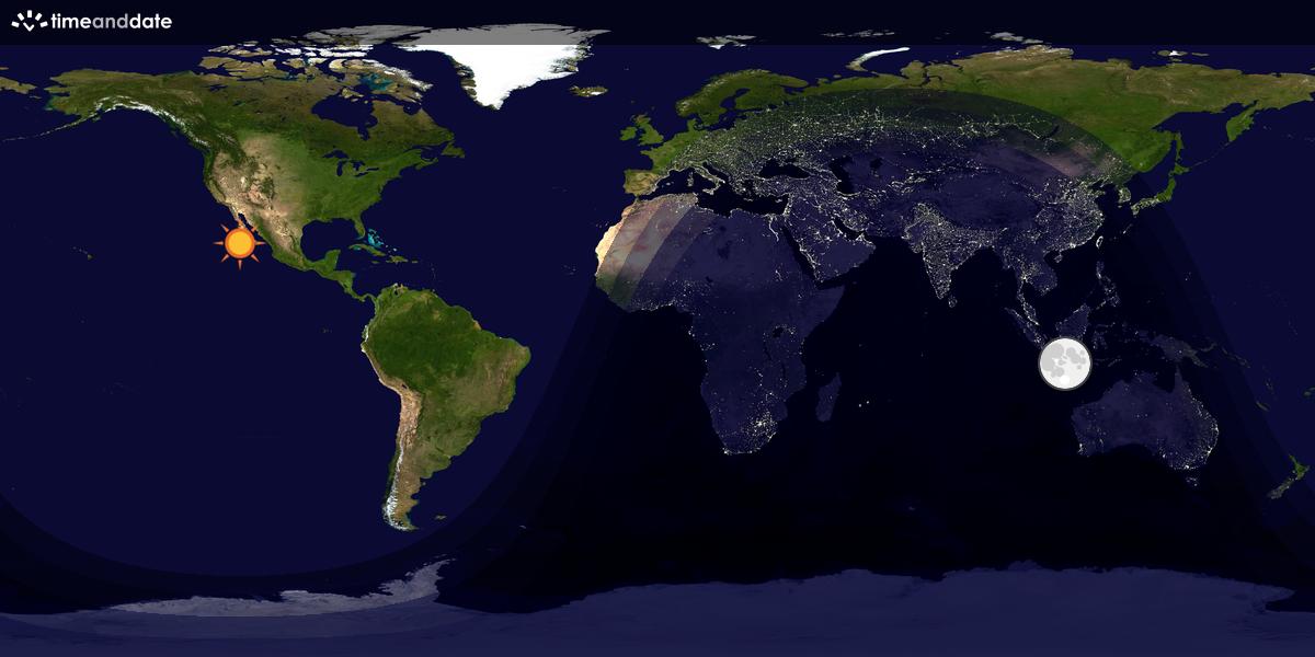 Verdenskart som viser dag og natt 