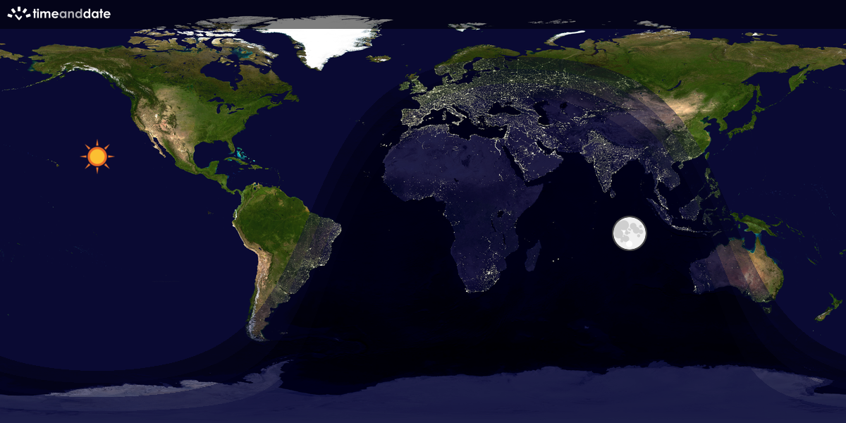 Verdenskart som viser dag og natt 