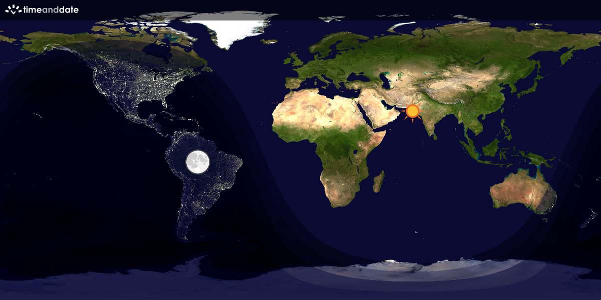 Verdenskart som viser dag og natt 