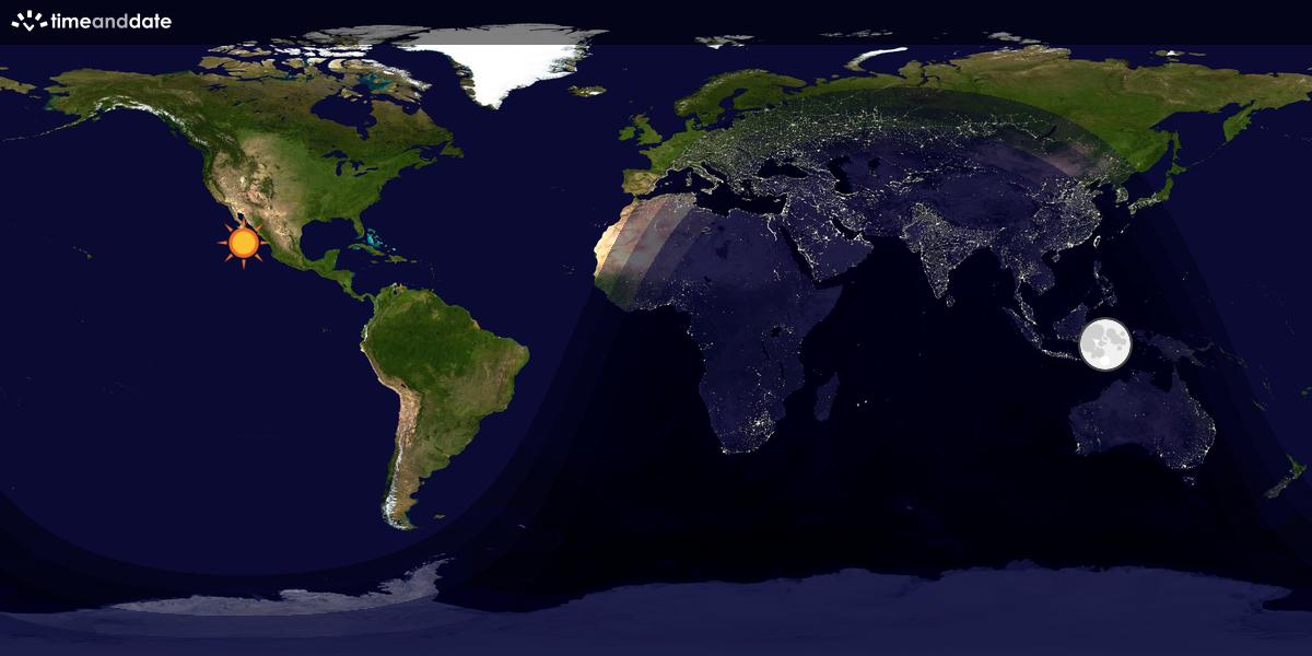 Verdenskart som viser dag og natt 