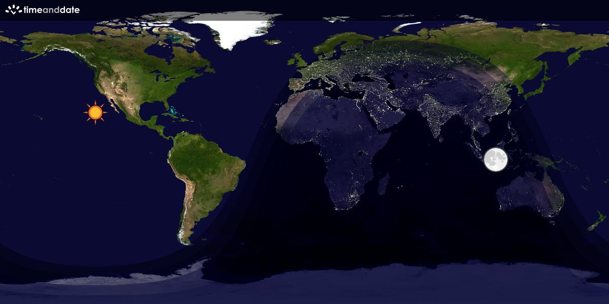 Verdenskart som viser dag og natt 