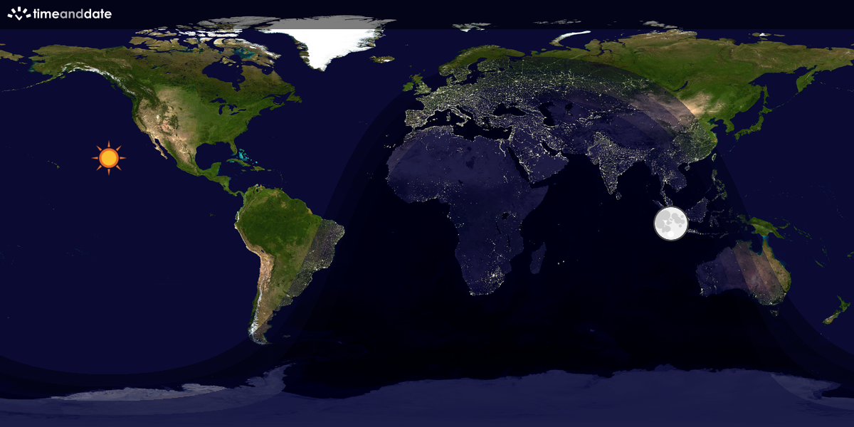 Verdenskart som viser dag og natt 