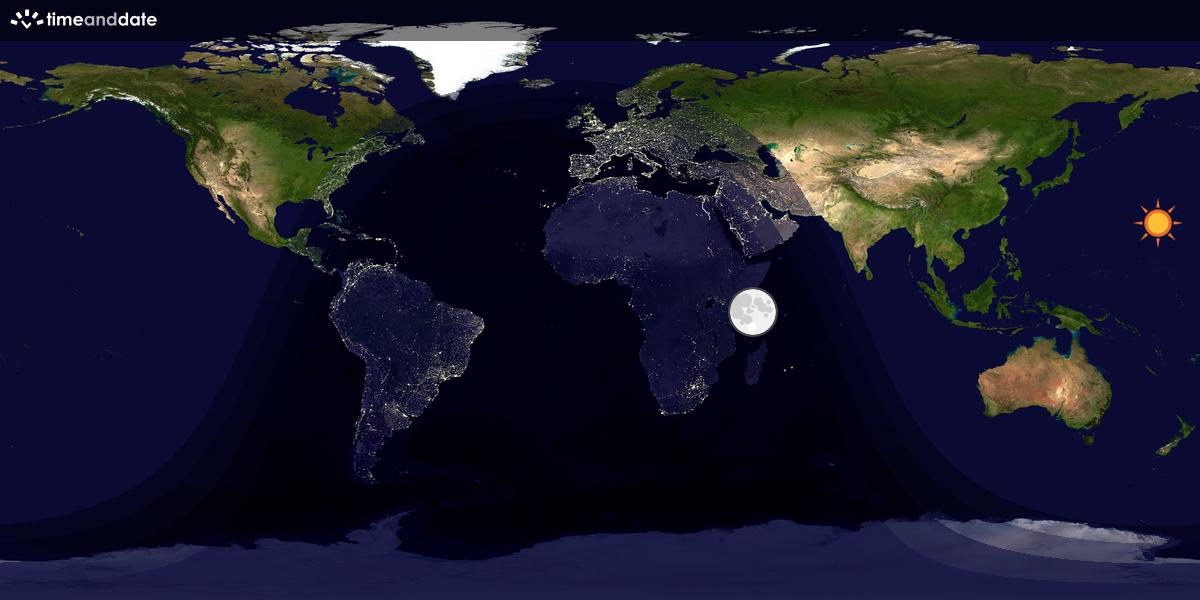 Verdenskart som viser dag og natt 