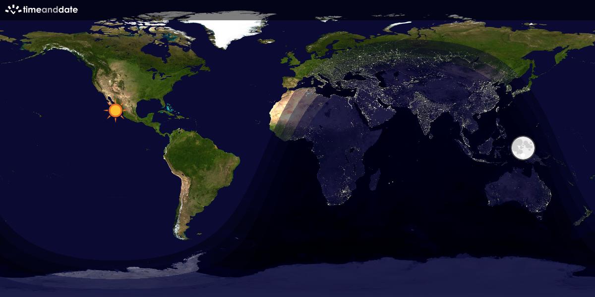 Verdenskart som viser dag og natt 
