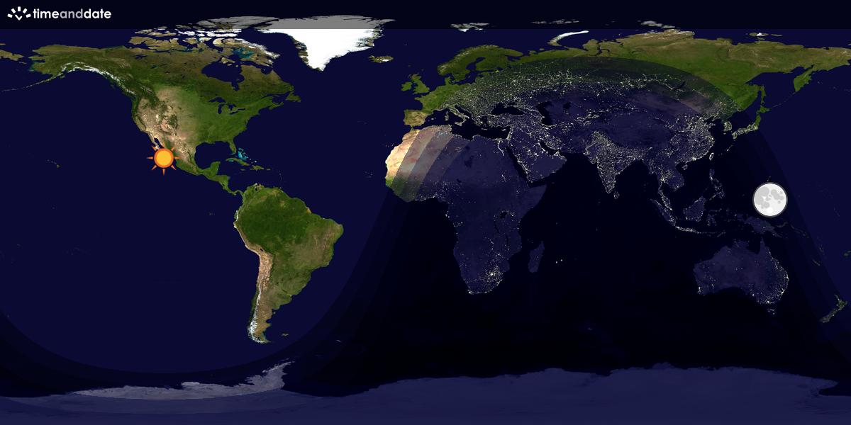 Verdenskart som viser dag og natt 