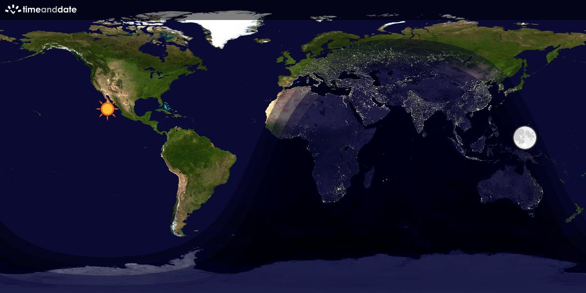 Verdenskart som viser dag og natt 