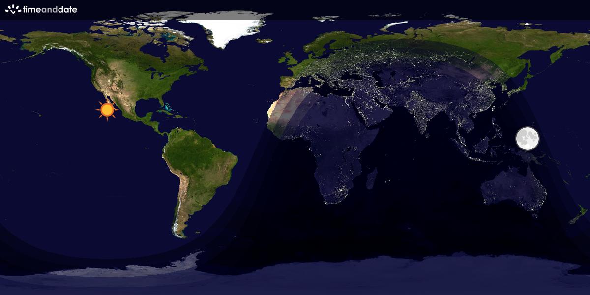 Verdenskart som viser dag og natt 