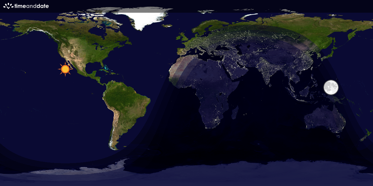 Verdenskart som viser dag og natt 