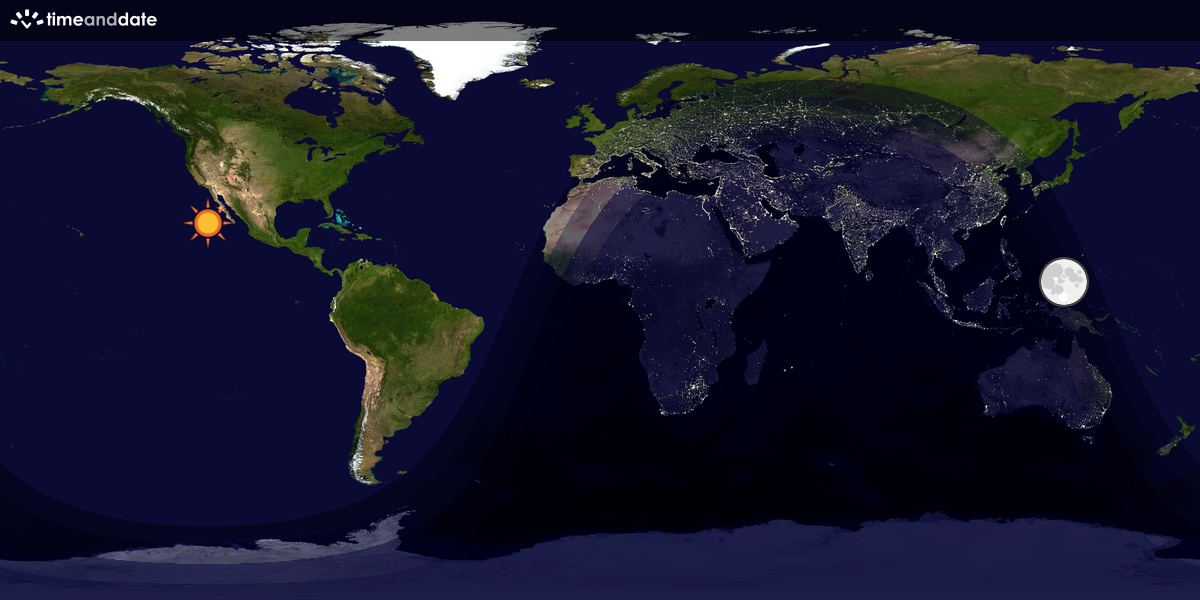 Verdenskart som viser dag og natt 