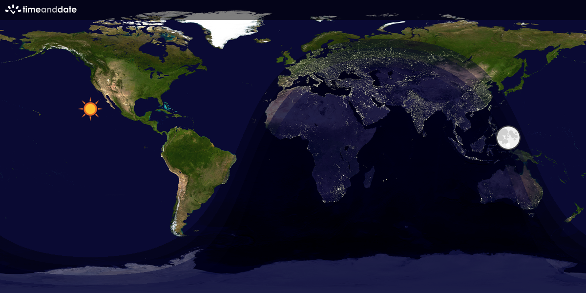 Verdenskart som viser dag og natt 