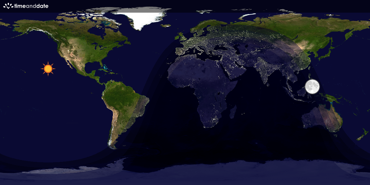 Verdenskart som viser dag og natt 