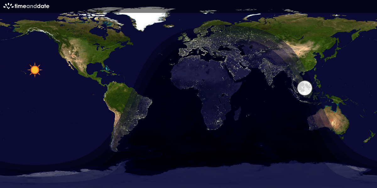Verdenskart som viser dag og natt 