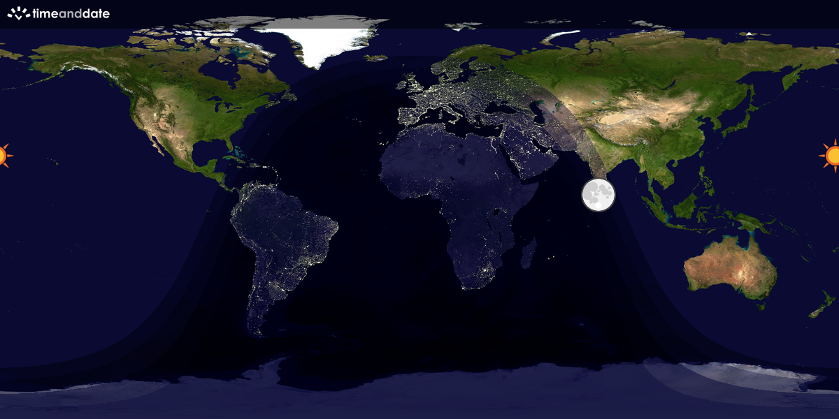 Verdenskart som viser dag og natt 