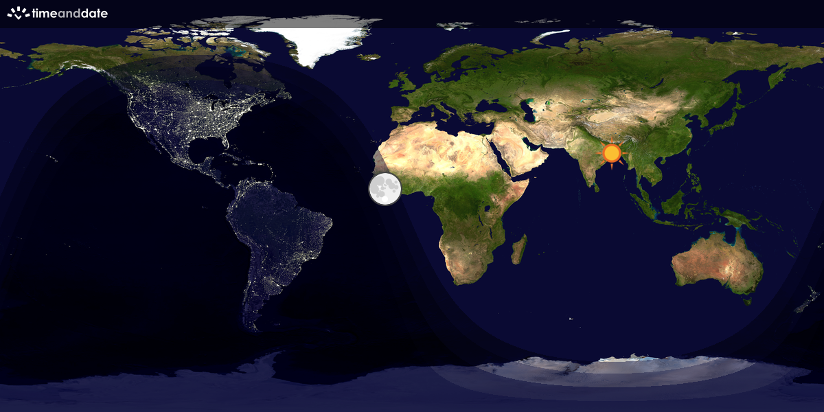 Verdenskart som viser dag og natt 