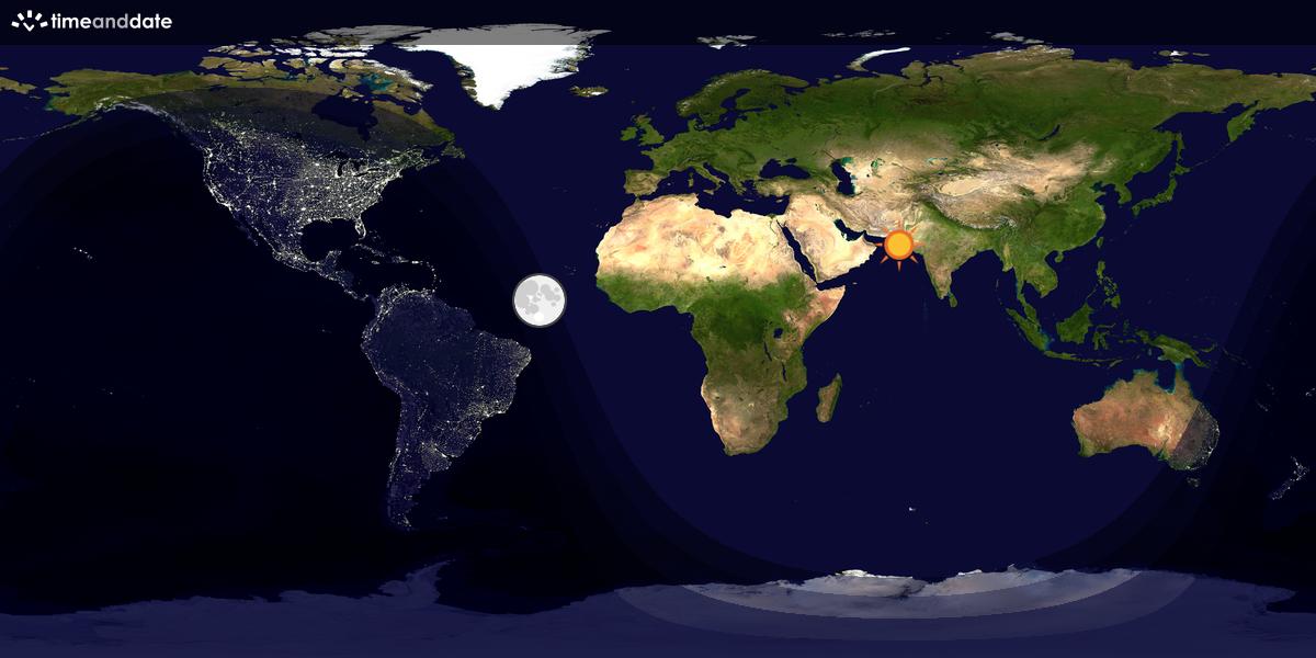 Verdenskart som viser dag og natt 