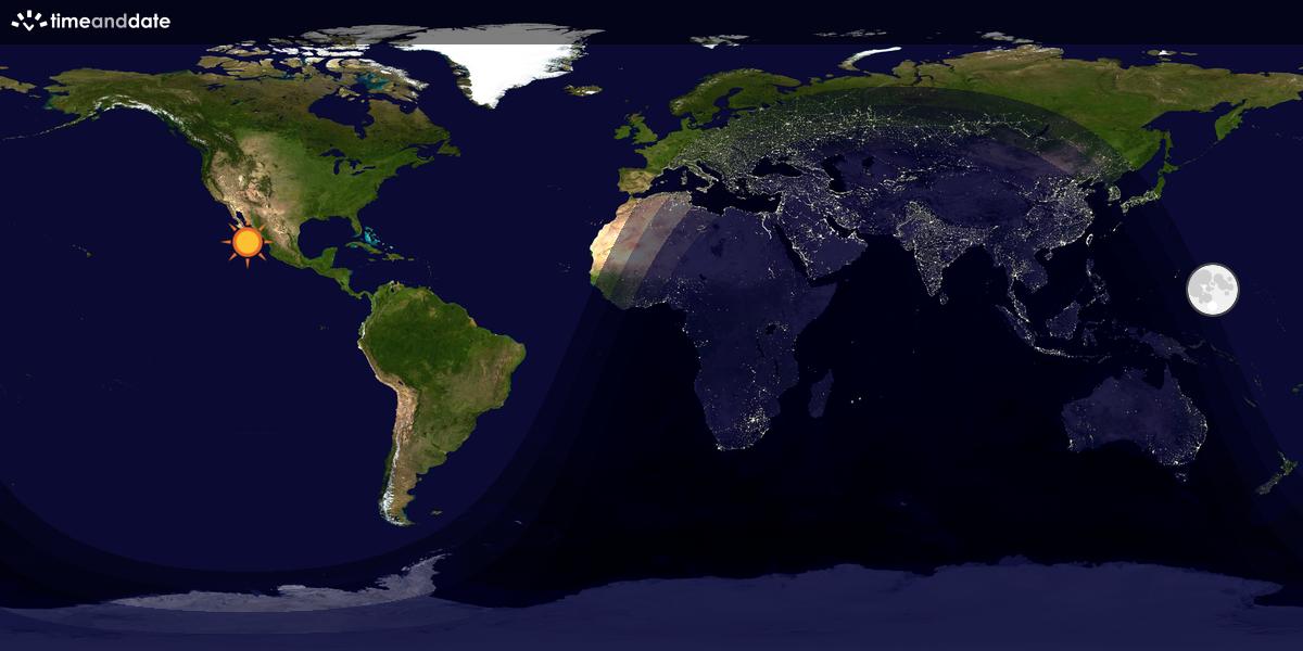 Verdenskart som viser dag og natt 