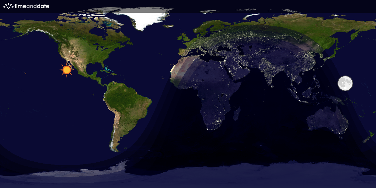 Verdenskart som viser dag og natt 