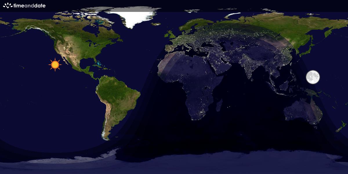 Verdenskart som viser dag og natt 