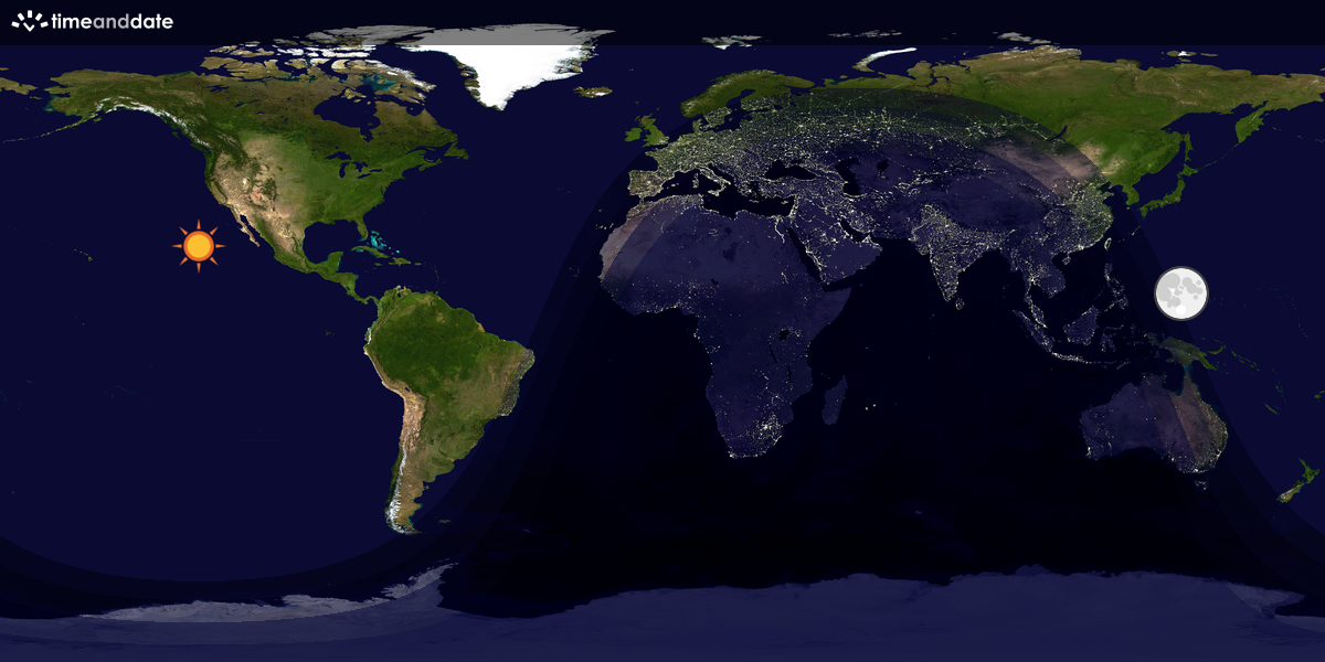 Verdenskart som viser dag og natt 