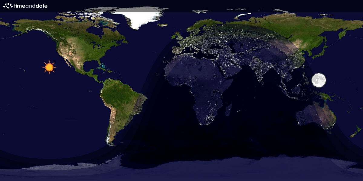 Verdenskart som viser dag og natt 