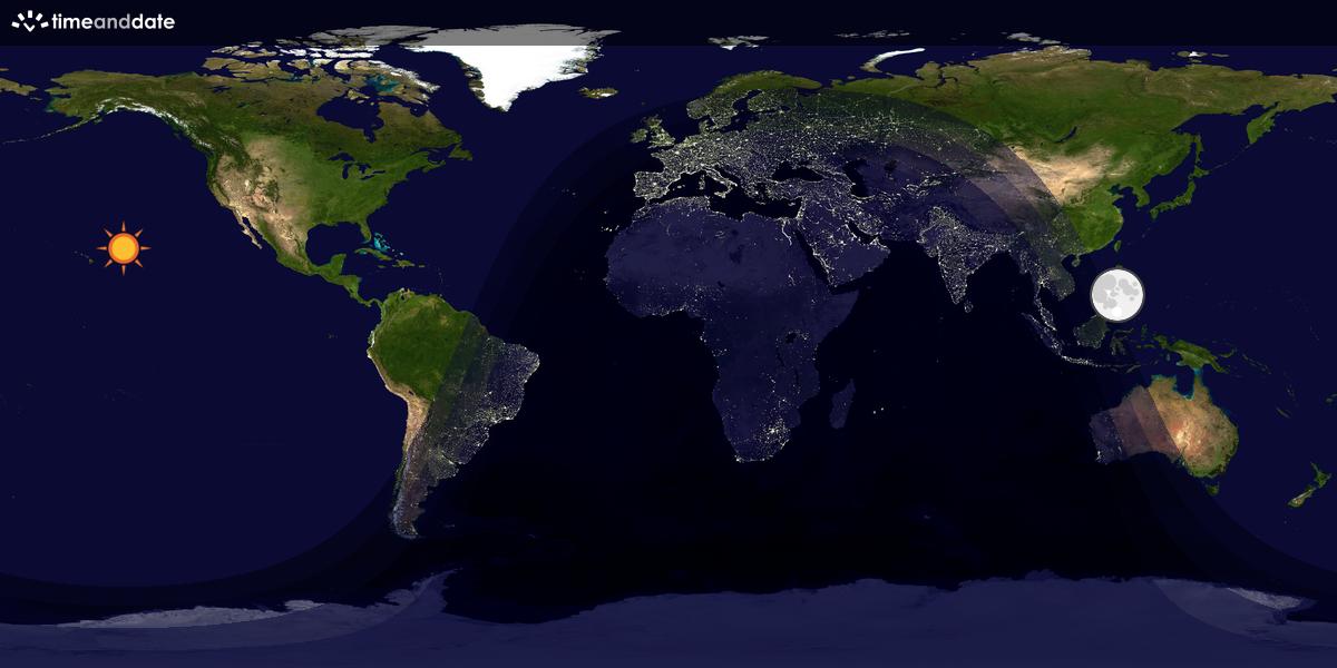 Verdenskart som viser dag og natt 