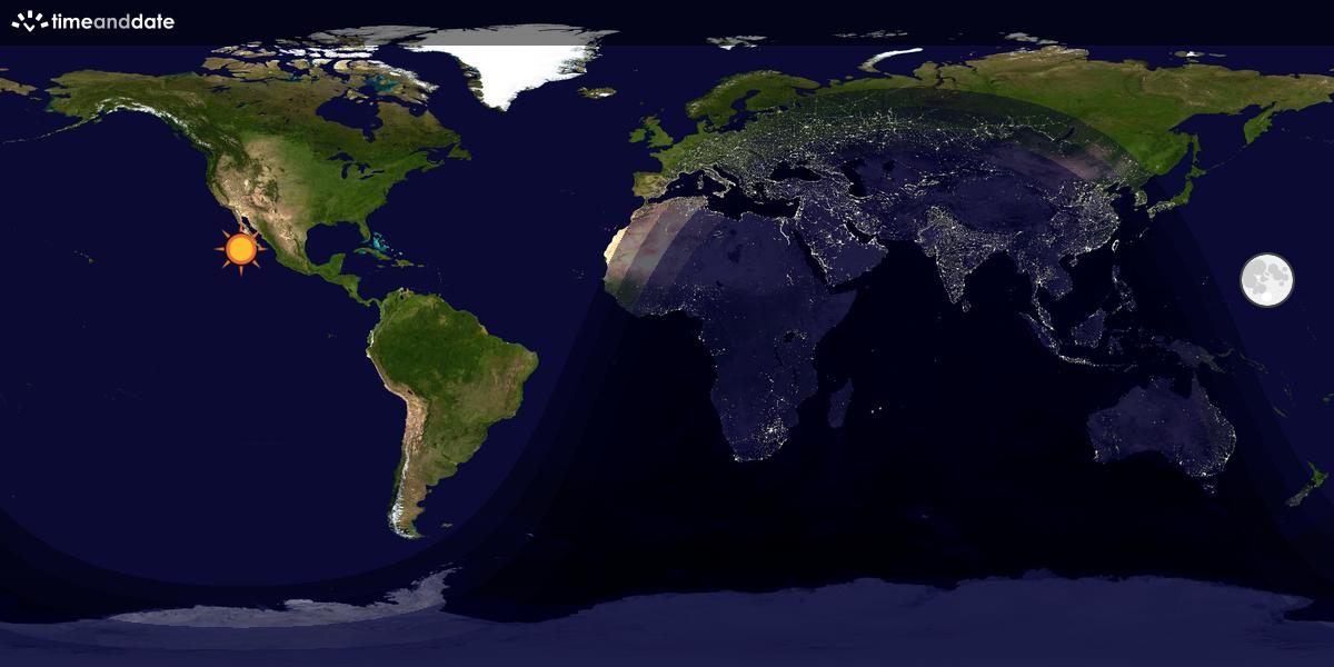 Verdenskart som viser dag og natt 