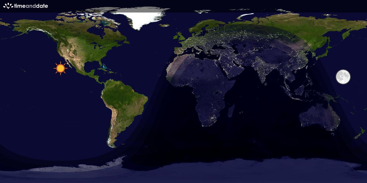 Verdenskart som viser dag og natt 