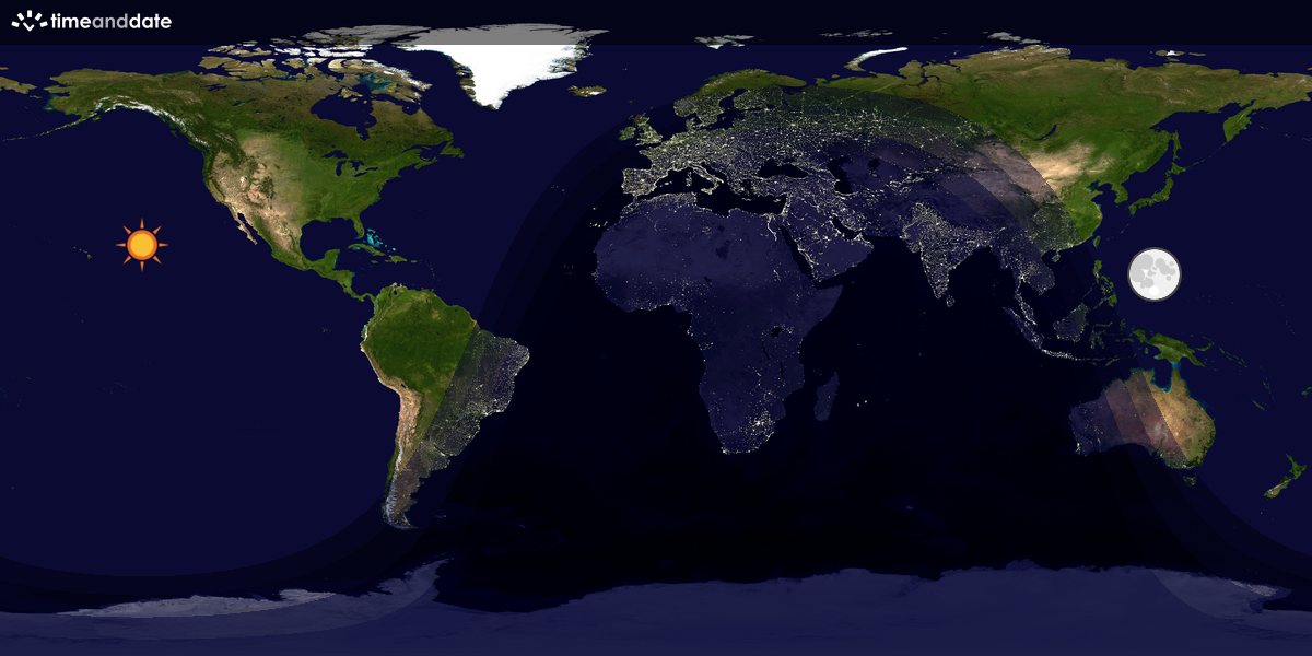 Verdenskart som viser dag og natt 