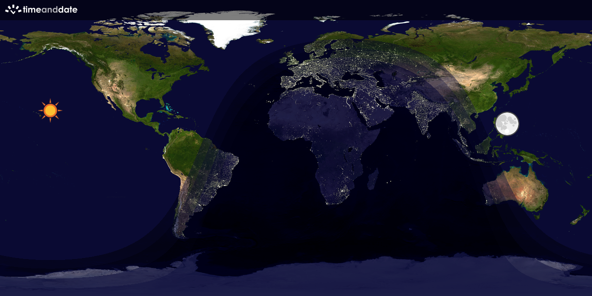 Verdenskart som viser dag og natt 