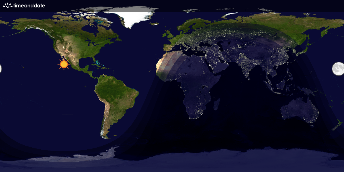 Verdenskart som viser dag og natt 