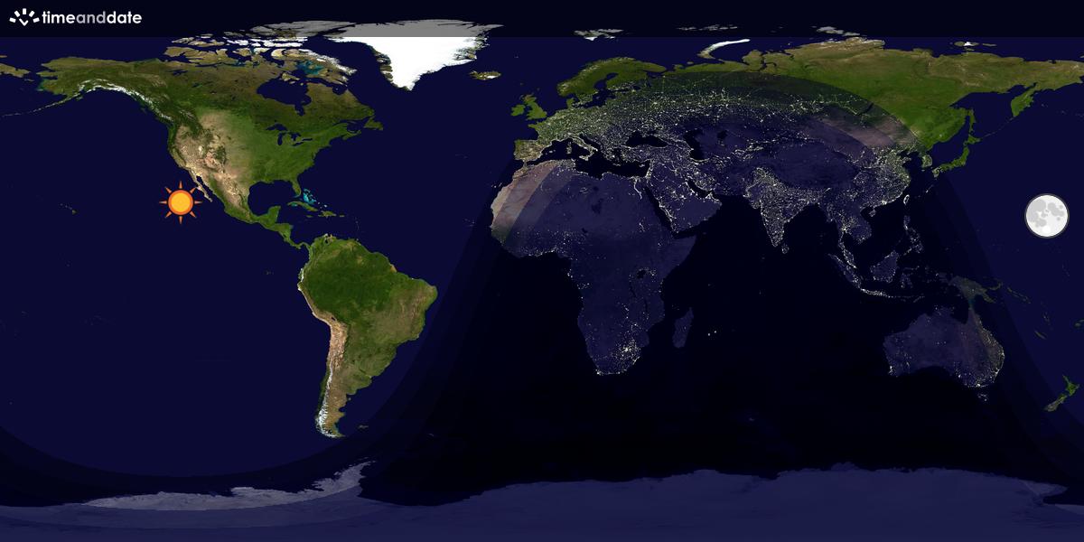 Verdenskart som viser dag og natt 
