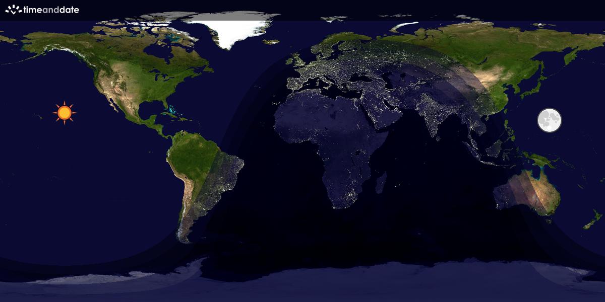 Verdenskart som viser dag og natt 