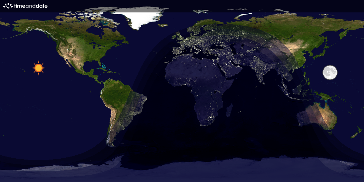 Verdenskart som viser dag og natt 