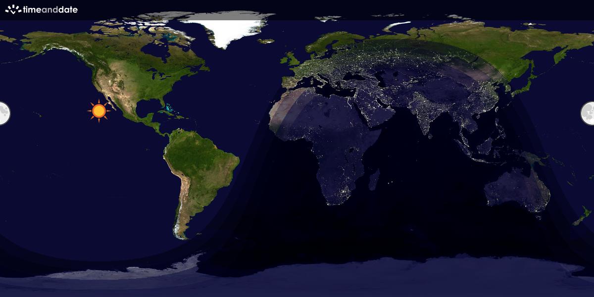 Verdenskart som viser dag og natt 