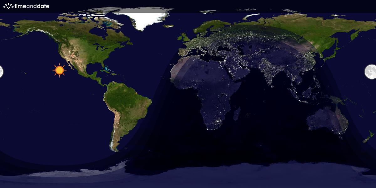 Verdenskart som viser dag og natt 