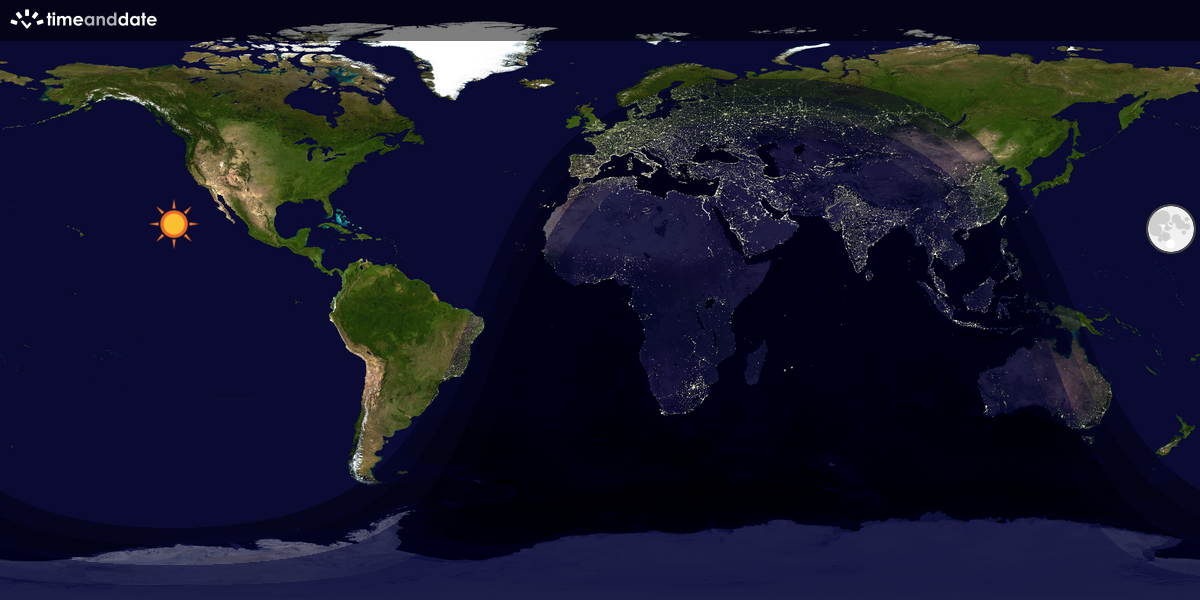 Verdenskart som viser dag og natt 