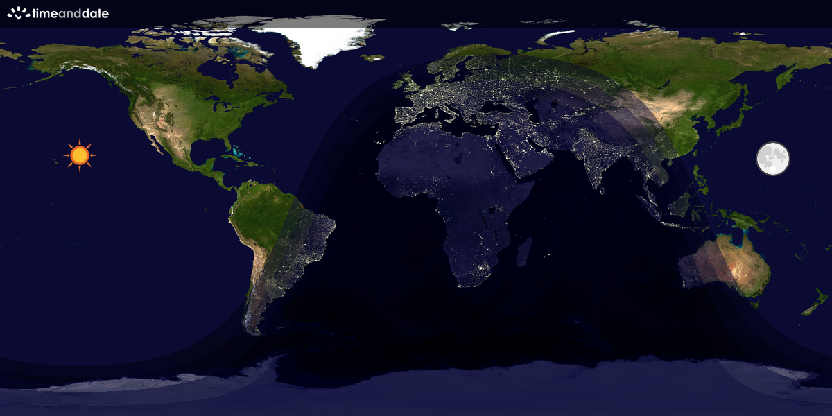 Verdenskart som viser dag og natt 