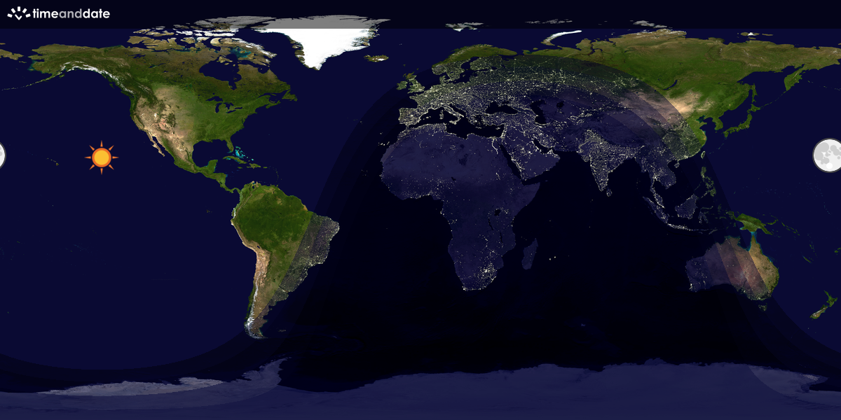 Verdenskart som viser dag og natt 