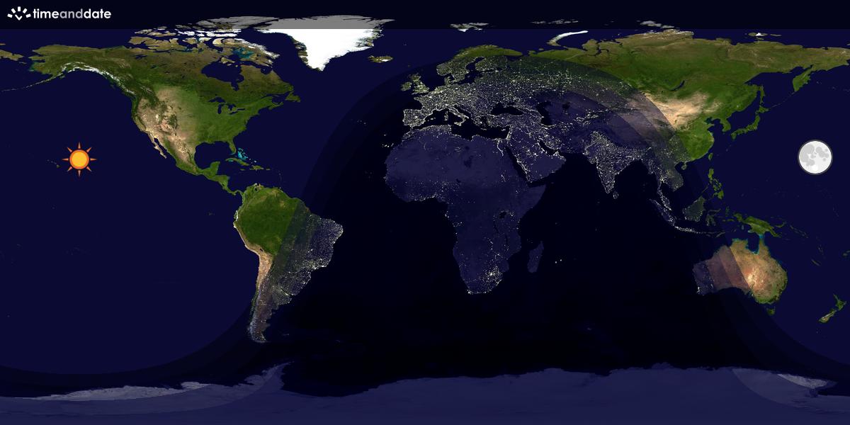 Verdenskart som viser dag og natt 