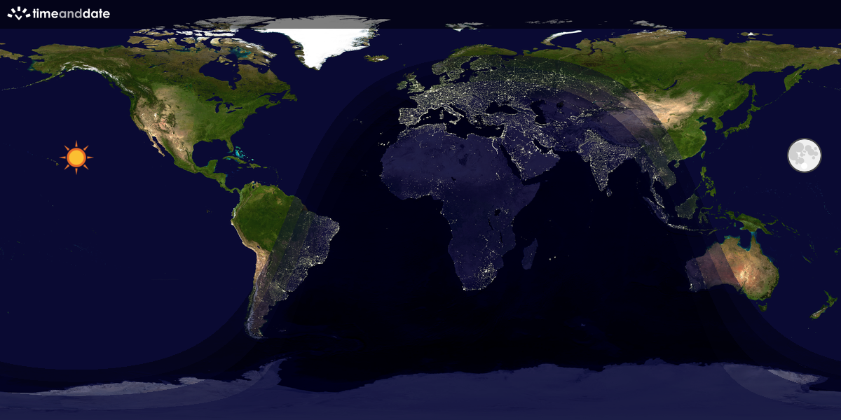 Verdenskart som viser dag og natt 