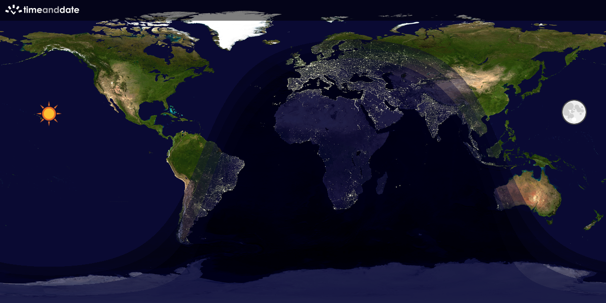 Verdenskart som viser dag og natt 
