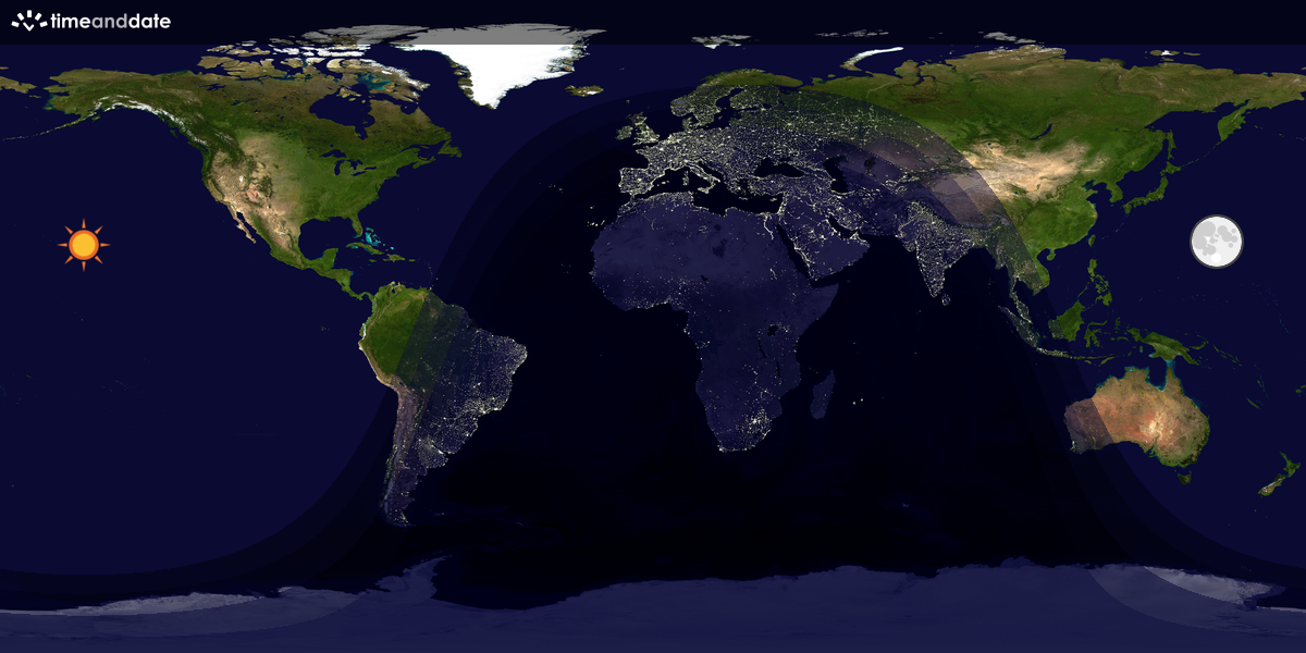 Verdenskart som viser dag og natt 