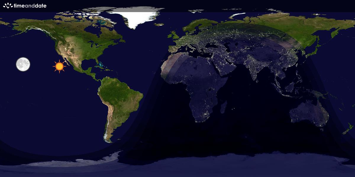 Verdenskart som viser dag og natt 