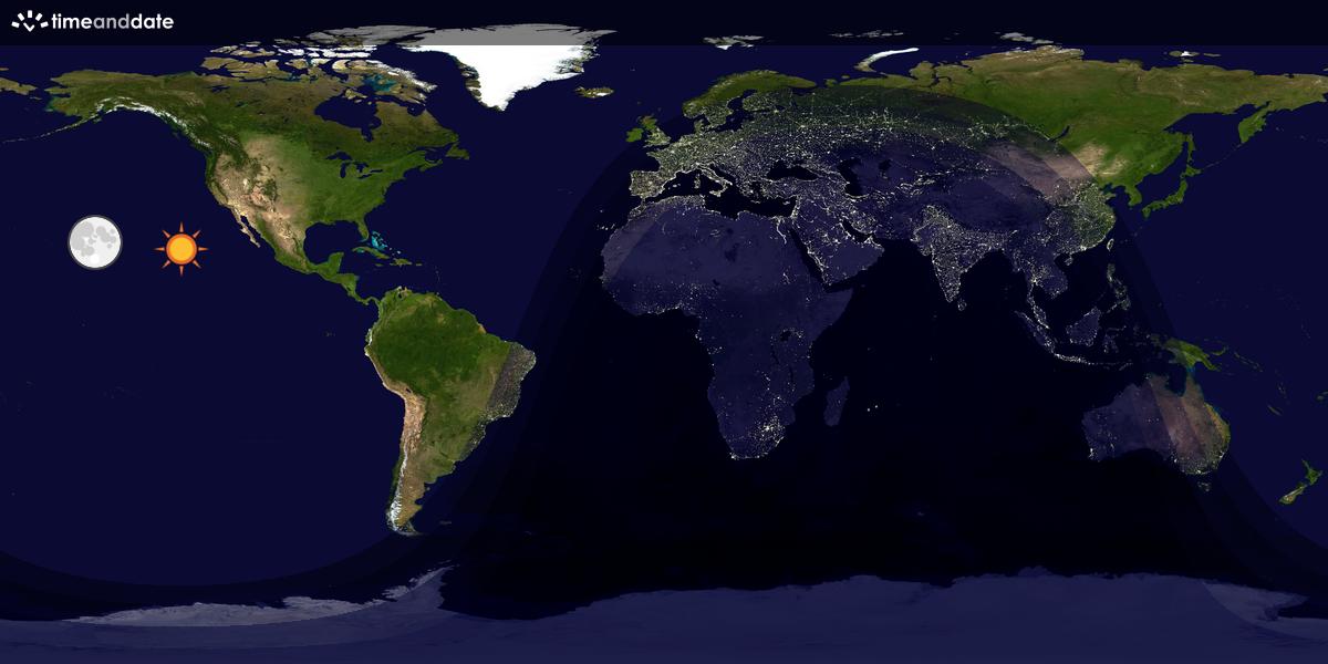 Verdenskart som viser dag og natt 