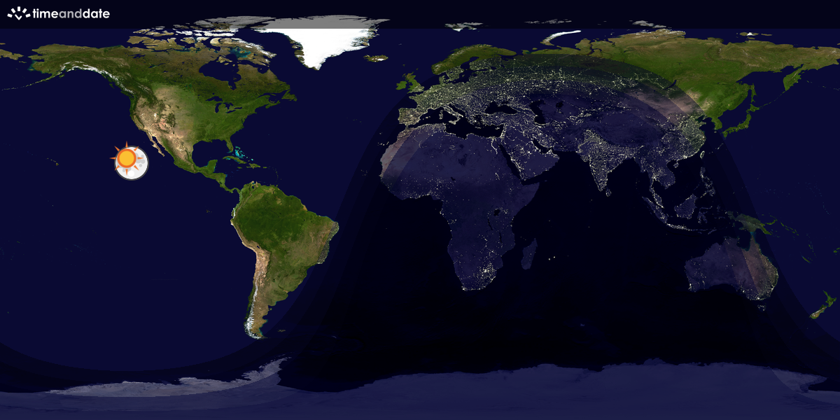 Verdenskart som viser dag og natt 